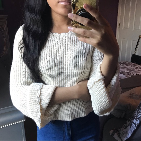 Closet Closing! knit bell sleeve sweater - Picture 3 of 8